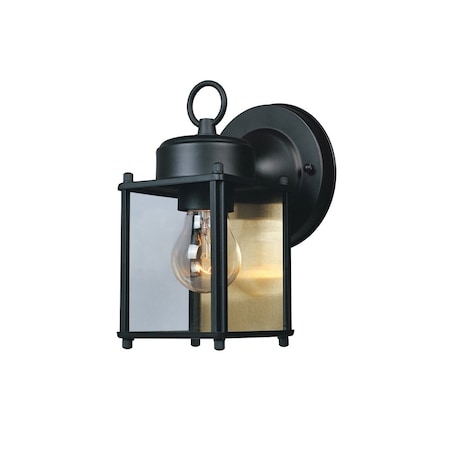 Designers Fountain Preston 8 in 1Light Black Outdoor Wall Lantern with Clear Glass Shade 1161-BK
